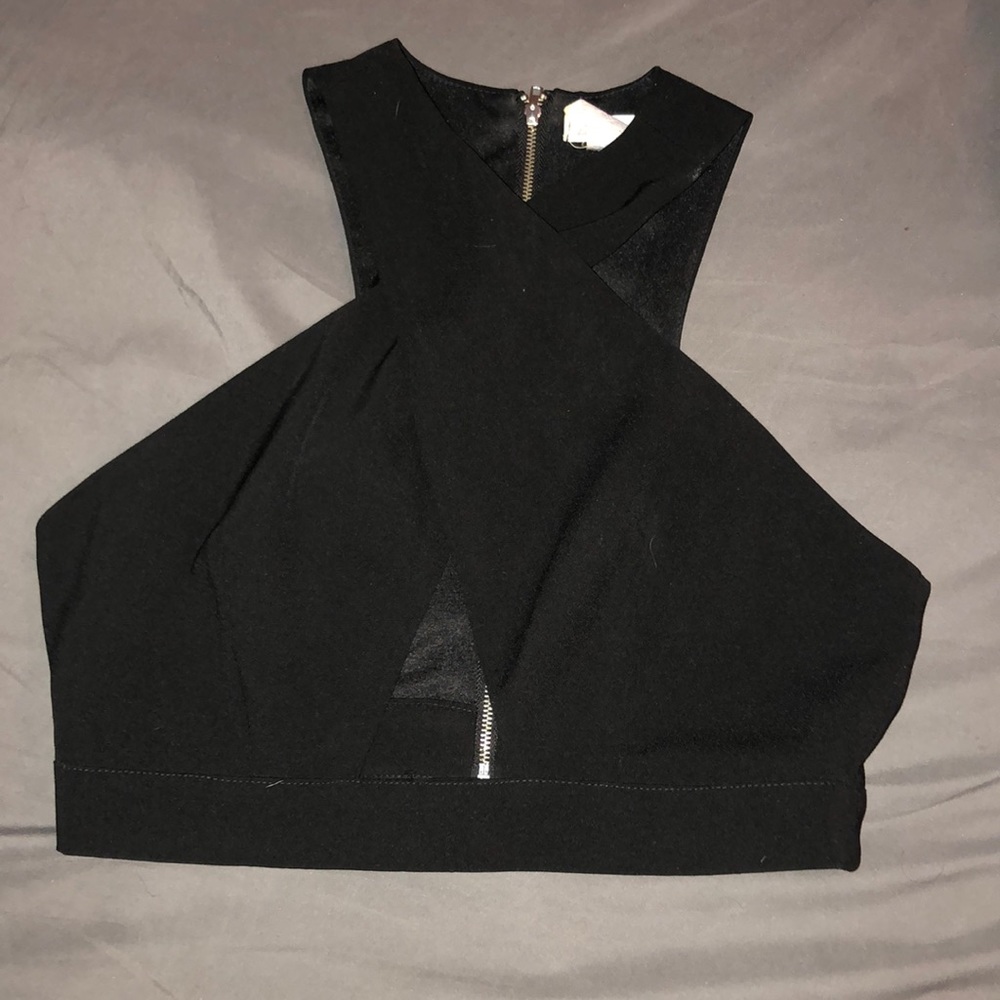 Black Front Cross Crop Top